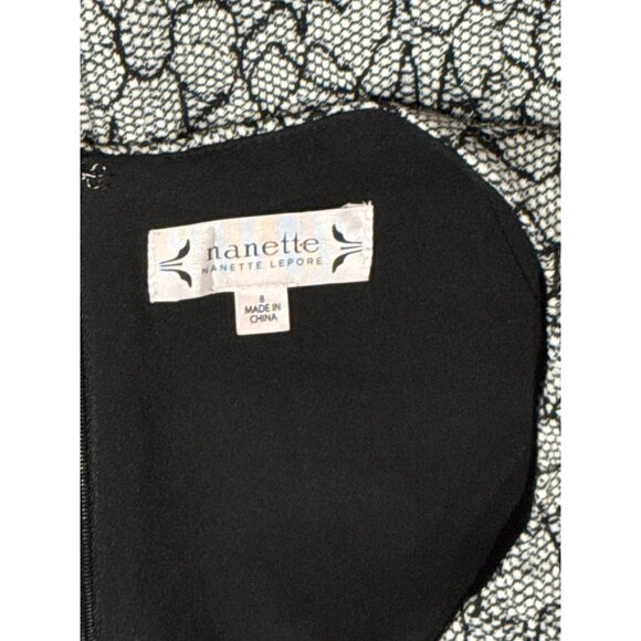 Nanette Lepore Size 8 Womens Dress Black & Gray Floral Lace Sleeveless Flared - Picture 3 of 9